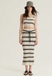 Rib-knit Pencil Skirt - Cream Striped