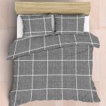 Soft Touch DUVET COVER SET - Grid Grey - Queen 230 X 200CM