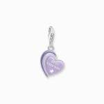 Charm Pendant - Best Friends With Violet Cold Enamel Silver Blackened