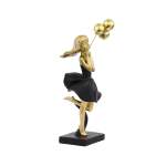 24CM Girl Hugging Balloons Black & Gold