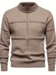 Men's Solid Knitted Pullover Casual Long Sleeve Crew Neck Sweater For Fall Winter