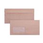 Dl Banker 110MM X 220MM Manilla Window Envelopes Self-seal Box Of 500