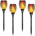 Solar Rechargeable Flame Spike Lights - 4P