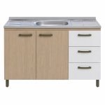 Modern Three Door Base Sink Cabinet Nogueira off White MWBR5800S