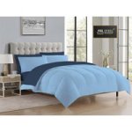 - Reversible Comforter Set - 90 GSM Micro Fibre - Sky Blue - Pageant Blue Single - Three Quarter - Fits Single Size