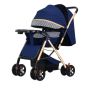 Modern Baby Stroller With Feeding Tray & Storage Basket - Navy Blue