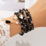 Bohemian Style Glass Rice Bead Beaded Bracelet Alloy Heart Tassel Chain Pendant Charm Bracelet For Vacation Wearing