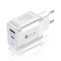 Digitech USB Wall Charger/ Adapter - USB C + USB A - 20W - White