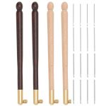 Webeedy 4 Pcs Tambour Hooks Kit With 12 Needles Embroidery Crochet Hooks Wooden Handle French Tambour Hook Sequin Beads Needle S