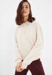 Polo Collar Knit Sweatshirt - Stone