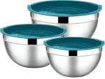 Homgem 6-PIECE Stainless Steel Mixing Bowls With Lids-blue