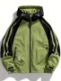 Plus Size Men's Elegant Contrast Color Hooded Jacket For Spring/autumn Oversized Loose Fit Jacket For Sports/outdoor Men's Clothing