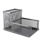 M415S Wire Mesh Metal Cube & Pen Holder - Silver