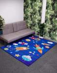 Fine Living Rectangular Crystal Velvet Carpet For Kids - Spaceship