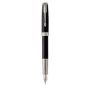 Sonnet Medium 18K Gold Nib Fountain Pen Black With Chrome Trim Black Ink - Presented In A Gift Box