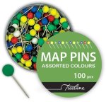 Treeline - Multi Coloured Map Pins Pvc 100'S Pack Of 10
