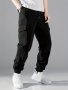 Men's Casual Cargo Pants - Loose Fit Polyester Machine Washable With Drawstring Waist & Multiple Pockets For Outdoor Activities