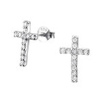 C1220-C18833 - 925 Sterling Silver Cz Stone Cross Earrings