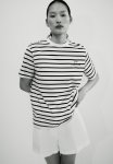 Print-motif T-Shirt - White & Striped