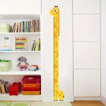 Giraffe Yellow Cute Height Chart Sticker Wall Decor Removable Measurement Wall Sticker For Bedroom Classroom Halloween Christmas