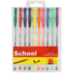 School Multicoloured Medium Gel Ink Pen Set 10-PACK 1MM