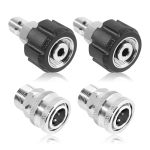 Aezpc Pressure Washer Adapter Set M22 14MM To 3 8 Inch Stainless Steel Quick Connect Fitting For Power Washer 4 Sets