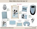 Cot Duvet Bedding Mickey Mouse Blue Outline Set
