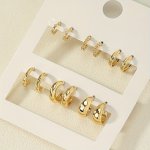 6 Pairs Tone Fashion Hoop Earrings Set Zinc Alloy Metal Texture Simple Style For Women Versatile Daily Wear Jewelry Accessories