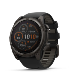 Garmin Fnix 8 51 Mm Solar Sapphire Carbon Grey Dlc Titanium With Black pebble Grey Silicone Band
