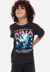 Interactive-motif T-Shirt - Black triceratops