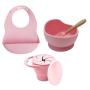 4AKID Silicone Baby Feeding Set 4 Piece - Assorted Colours - Baby Pink