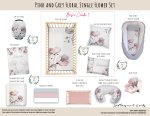 Cot Duvet Bedding Pink And Grey Floral Single Flower Set