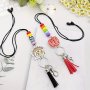 1PC Teacher Silicone Beaded Hanging Rope Graduation Gift Acrylic Tag Non-separable Silicone Hanging Strap Keychain