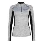 Ladies 1 4 Zip Long Sleeve Panelled Top Grey Splinter - Small