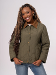 Quilted Olive Jacket With Collar - S Olive