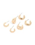 Goldair Gold Chubby Textured Huggie Earrings 3 Pack