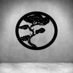 Bonsai Tree In Circle - Grey L 450 X H 450MM