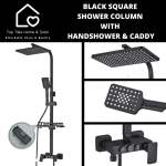 Black Square 3FUNCTION Shower Column With Handshower & Caddy