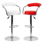 Smte Chrome Base Bar Stools Set Of 2 White With Keychain