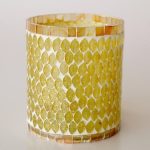 Yellow Mosaic Glass Candle Holder 13X12CM