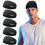 1PC 5PCS Sports Headbands For Men Breathable Mesh Design Cool Black Hairbands For Running Yoga Fitness Workout Ideal Choice For
