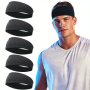 1PC/5PCS Sports Headbands For Men Breathable Mesh Design Cool Black Hairbands For Running Yoga Fitness Workout Ideal Choice For Gifts