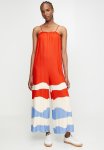 Edit Strappy Square Neck Wide Leg Jumpsuit - Red Colour Blocked Waves