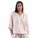 3 Button Hooded Top - Blush Free
