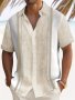 Men's Plus Size Vintage Stripe 3D Print Short Sleeve Hawaiian Button-down Shirt - Retro Style