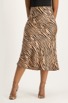 Natalie Satin Midi Skirt - Nude Animal Print - S