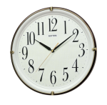 Rhythm Glow-in-the-dark Wall Clock Brown Outer Ring 34.5 Cm X 34.5 Cm X 3.4 Cm