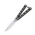 ACE Butterfly Knife Satin Skeletonized Handle W plain Satin Finish Blade