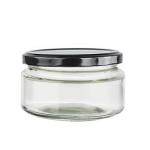 200ML Clear Glass Storage Jar With Black Metal Lid 82MM Twist