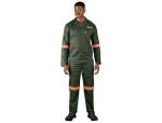 Acid Resistant Polycotton Conti Suit - Reflective Arm & Legs - Orange Tape - 58 Olive